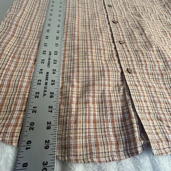 Royal Robbins Mens Plaid Short Sleeve Button-Up Shirt Large Organic Cotton Blend - Picture 8 of 8